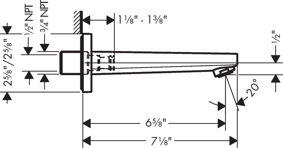 Wall-Mounted Tub Spout, Brushed Bronze