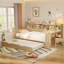 Lit de jour en bois avec tablettes de rangement, lit multifonctionnel avec tiroirs de rangement et bureau d'étude-105585548-105585551
