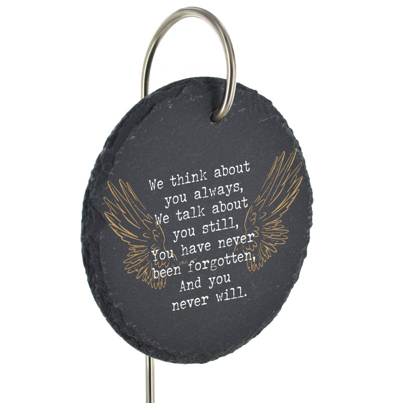 Blondena Enlighten Never Been Forgotten Circle Slate Memorial Plaque