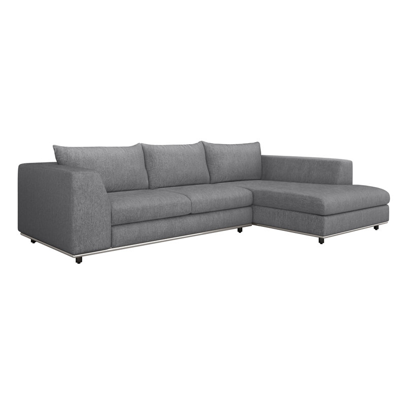 Comodo Chaise Sectional, Right Hand Facing, Walnut, Cameo 100% Polyester