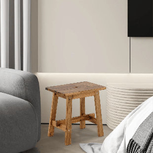 Tabouret noir en bois massif, petit repose-pieds rond en bois, support pour plante, tabouret d'appoint en bois (Ensemble de 3)