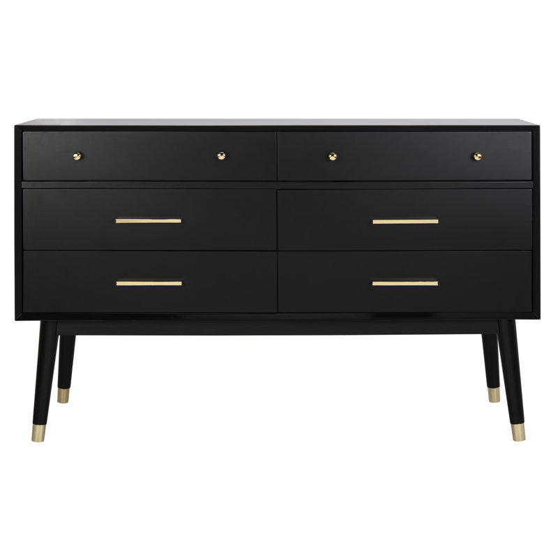 Commode 6 tiroirs Zack, Noir/laiton