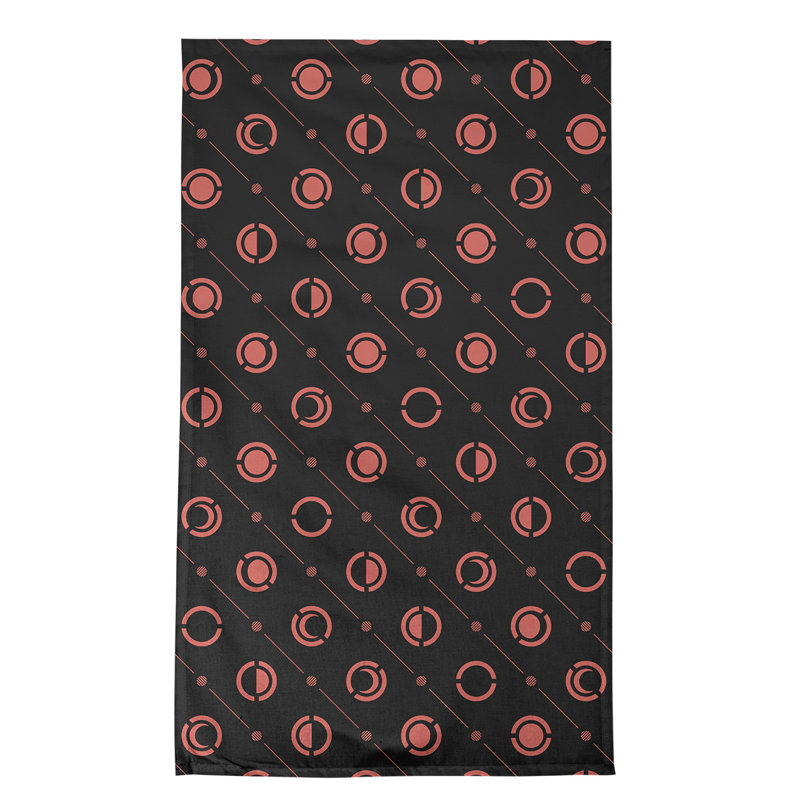 Torchon Moon phases, Noir / corail, Croisé en coton