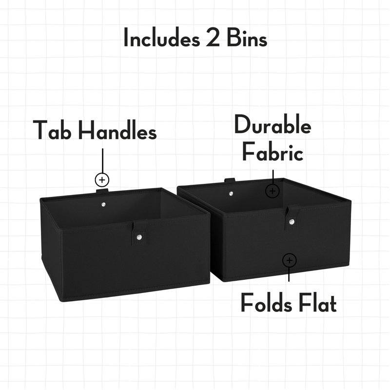 Black Fabric Collapsible Kids Storage Cube Set