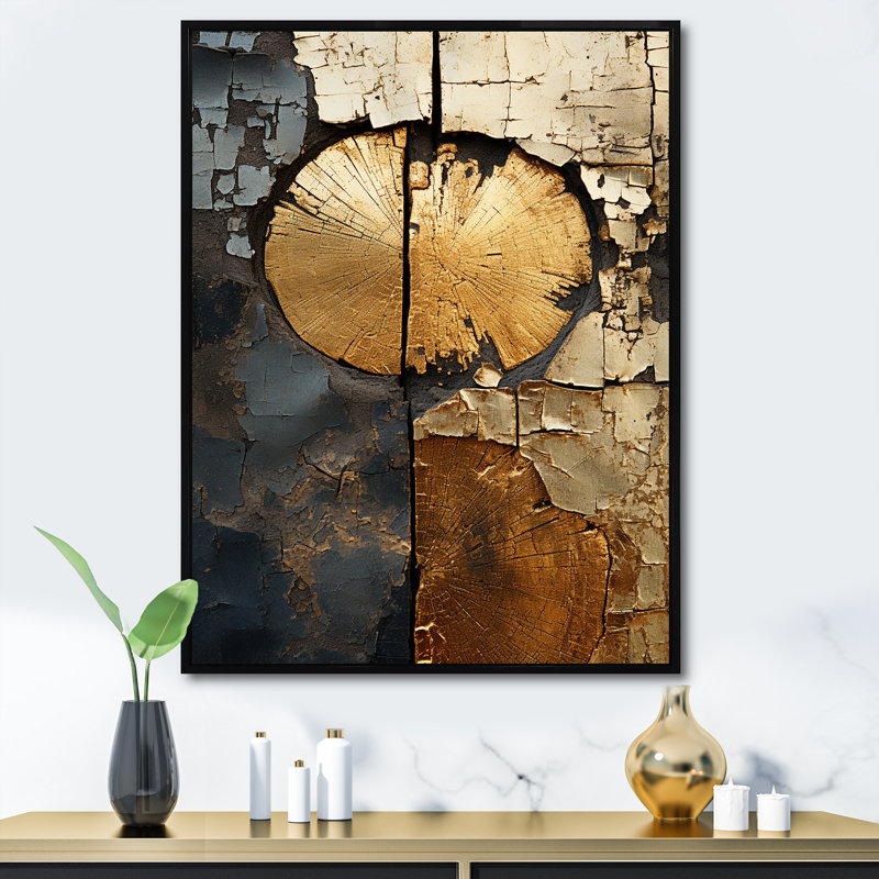 Abstrait gracieux charme des bois IV - Art mural abstrait grand, Cadre flottant noir, H 40 po x l 30 po x P 1,5 po