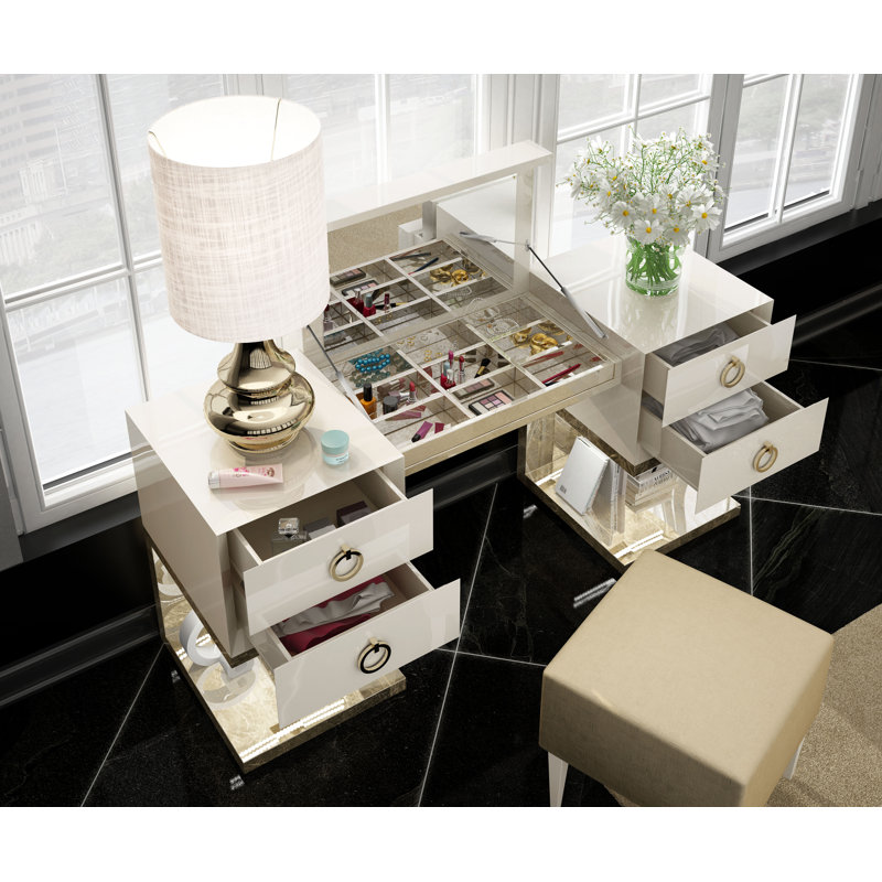 Ensemble coiffeuse avec miroir Vannote, Mat