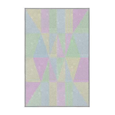 Tapis vert/rose tissé à la machine