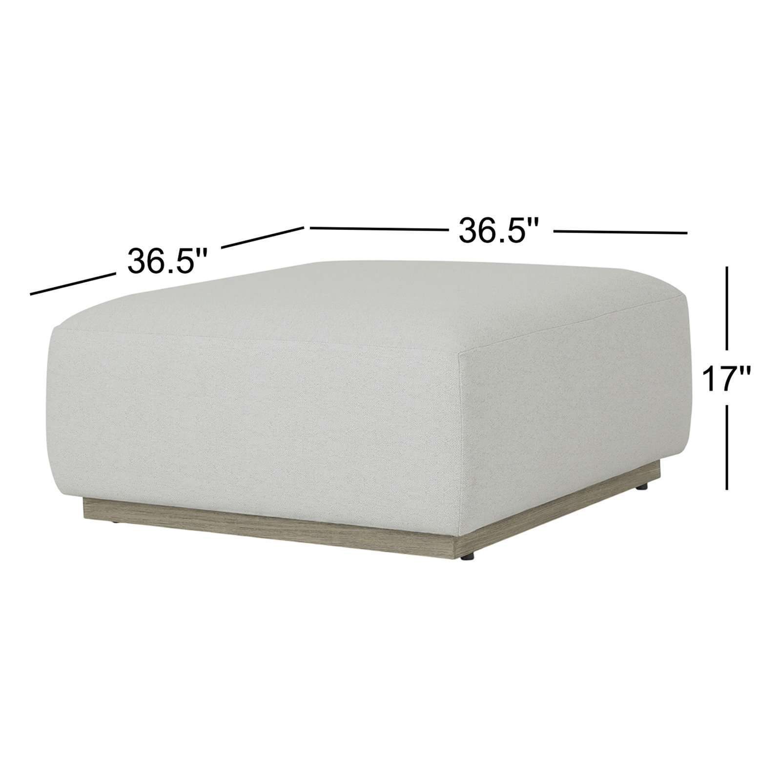 Anat Upholstered Ottoman, White Polypropylene/Olefin, Light Brown