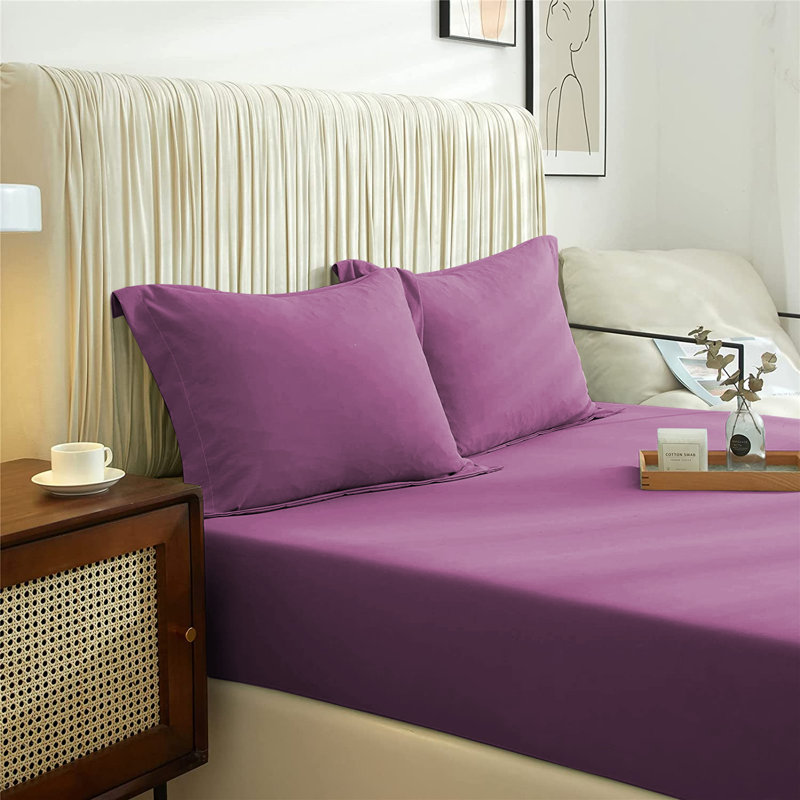 Super Soft Extra Deep Microfiber Brushed Fitted Sheet, Kingsize (5'), Purple