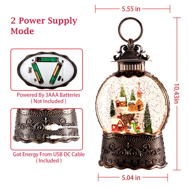 The Holiday Aisle® Christmas Snow Globe Lantern with 8 Christmas Songs ...