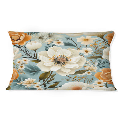 Orange Rustic Elegance Floral Pattern II - Floral Printed Throw Pillow