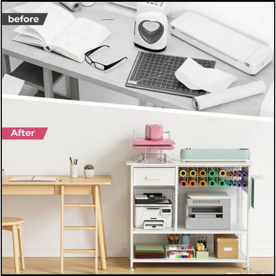 Grande table de pressage à chaud avec station de charge, chariot de bureau à support mobile pour sublimation et t-shirts, projets de transfert de chaleur
