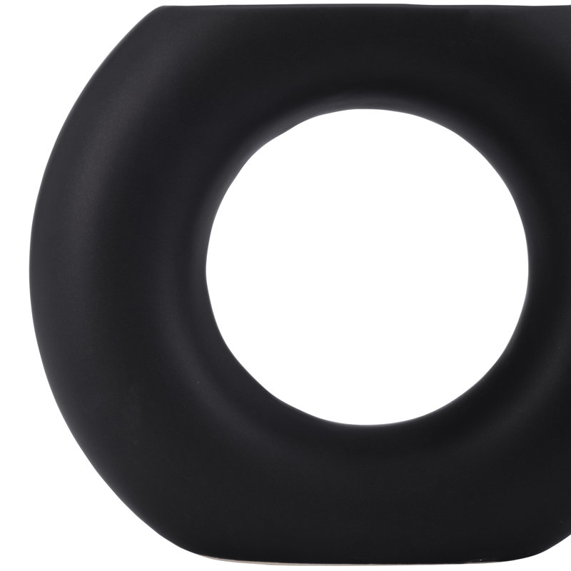 Vase en grès cérame Tocara, Noir, H 5,43 po x l 6,53 po x P 1,81 po