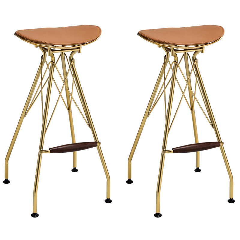 Élégants tabourets de bar sans dossier Whiskey and Gold (2) - Siège de selle ergonomique avec repose-pieds moderne (de 2) pour un espace de détente relaxant