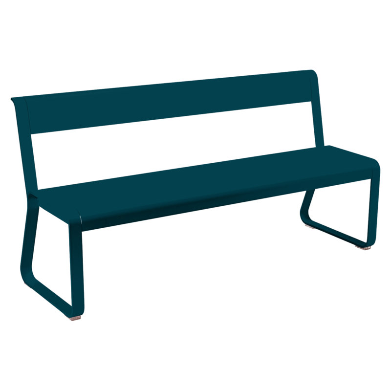 Banc de jardin en aluminium avec dossier 63 po Bellevie, Bleu Acapulco