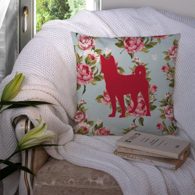 Coussin intérieur / extérieur Basenji Basenji Shabby Elegance Blue Roses