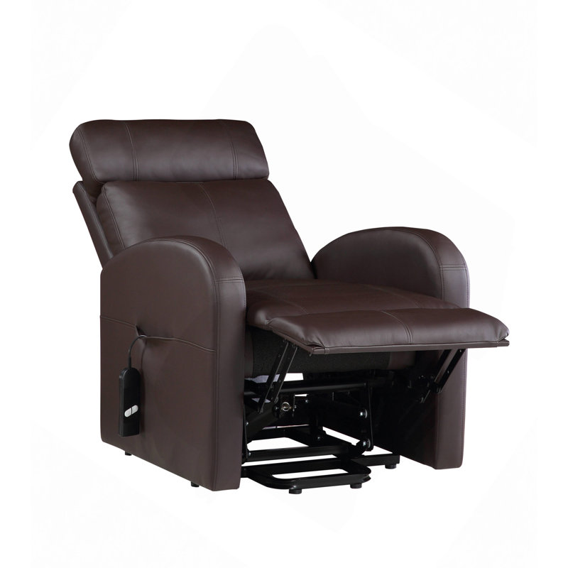Fauteuil inclinable électrique en cuir synthétique, Brun