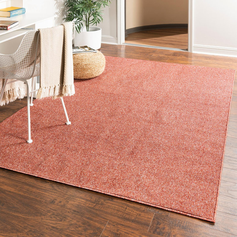 Everyday Solid Machine Woven / Power Loomed Performance Rust Red Rug, Runner 2'6" x 19'8"