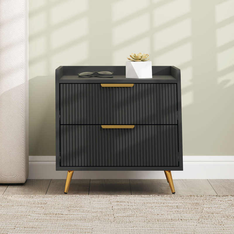 Alcantera 50cm W Bedside Table, Black