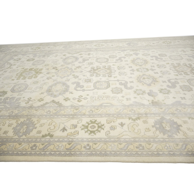 Tapis oriental unique à motif floral Oushak de style palatial 12 x 24