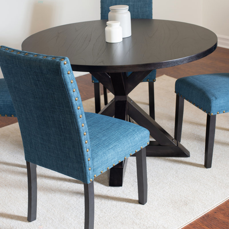 Ensemble de salle à manger 5 pièces, table à manger croisée avec 4 chaises élégantes, Blue