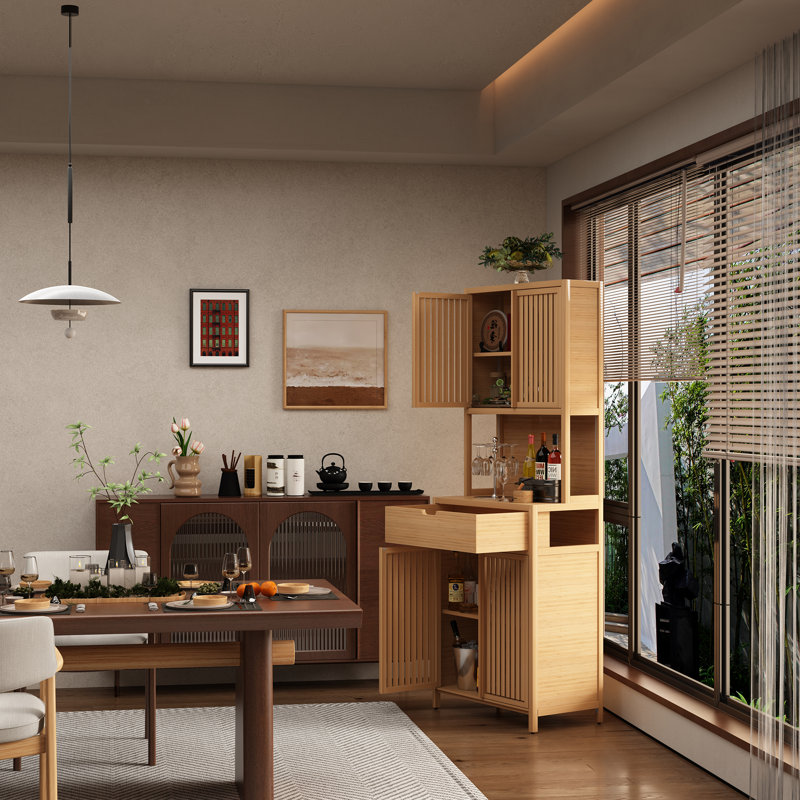 Double-door Bamboo High-capacity Storage Cabinet