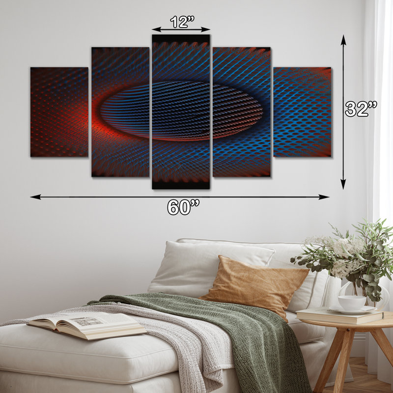 Portail Moire Futuristic Matrix I - Art mural moderne sur toile géométrique - 5 panneaux