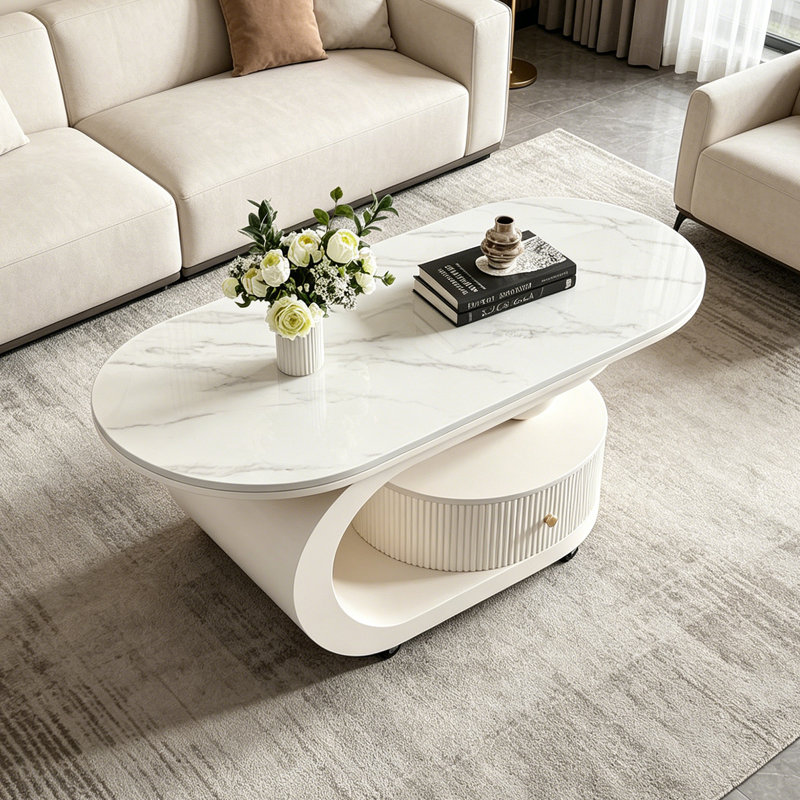 Buco, White, 17.71" H x 35.43" L x 17.71" W, White Marble