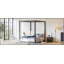 Lit plateforme à baldaquin en bois grand avec tête de lit tapissier, structure noire et tissu blanc-1456924360-1456924362