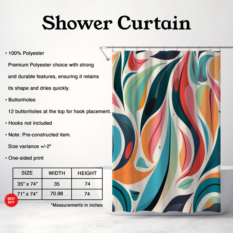 Rideau de douche Mixed Hues Art - Premium, H 74 po x l 71 po