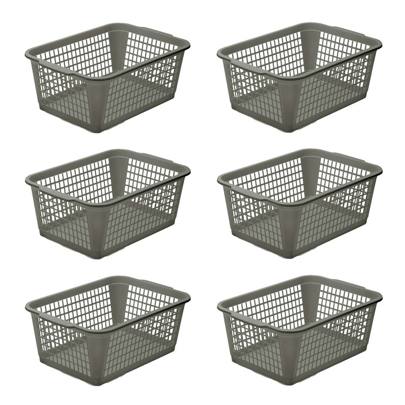 Rebrilliant Plastic Decorative Basket, 6, 16 x 12 x 16, Gray
