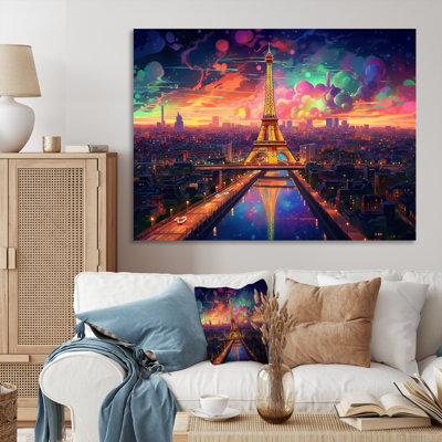 «Futuristic Paris Eiffel Tower Scenery V - Franch», reproduction sur toile