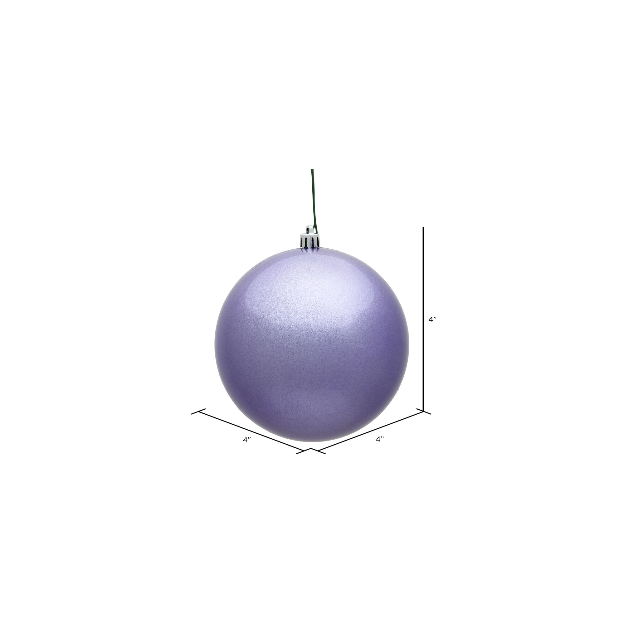 Holiday Décor Ball Ornament, Lavender, 4" H x 4" W x 4" D