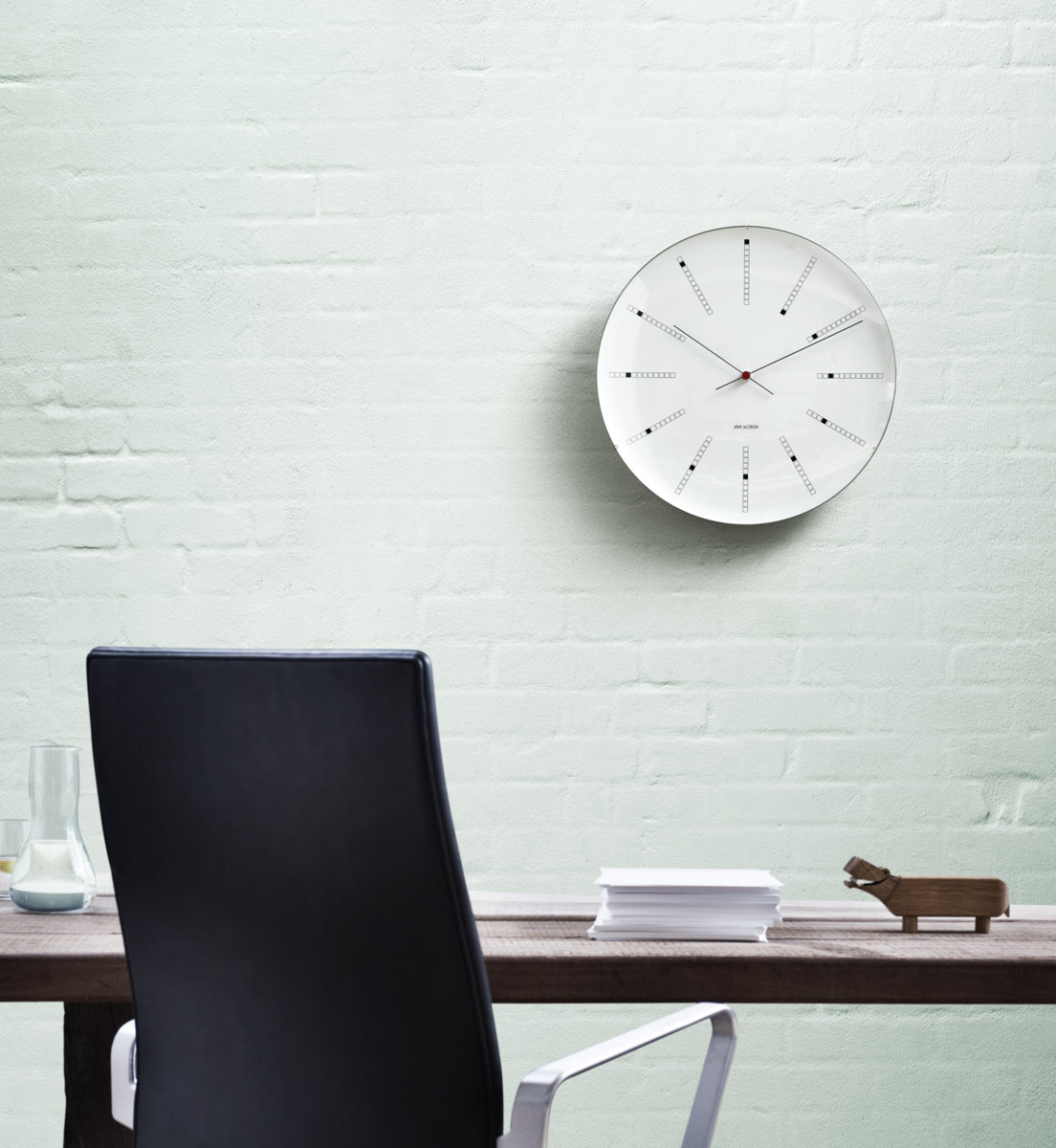 Bankers Wall Clock, Large, White/Black/Red