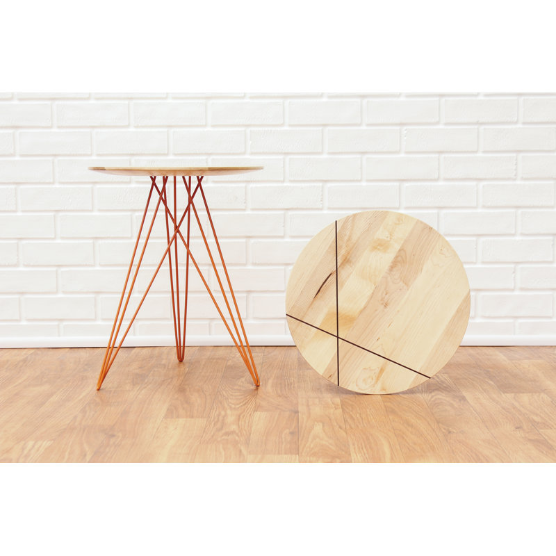 Hudson Solid Wood Top End Table, Maple, Orange