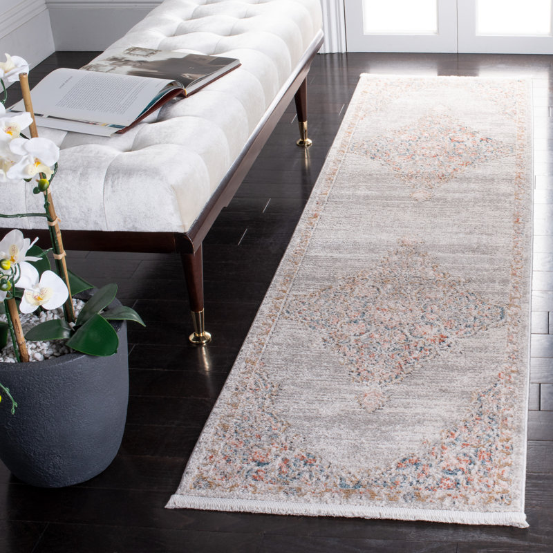 Tapis oriental gris / rose Sandtoft, Tapis de couloir 2 pi 2 po x 8 pi