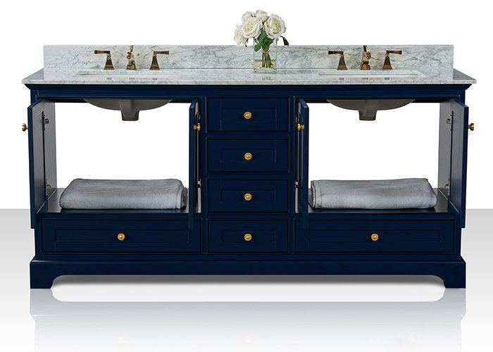 Audrey 72'' W Vanity, Heritage Blue | Brushed Gold