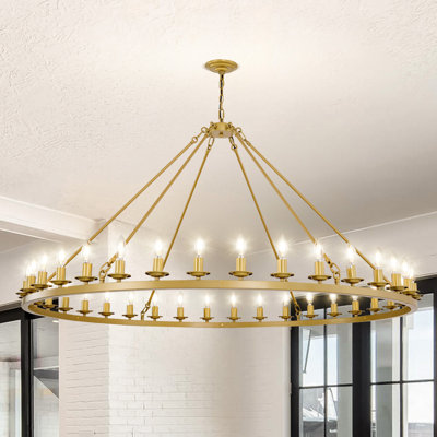  Mccormick 36-Light-Wagon Wheel Chandelier, Farmhouse Wagon Wheel Chandeliers For Dining Room, Round Chandelier For Living Room, Foyer, Entryway