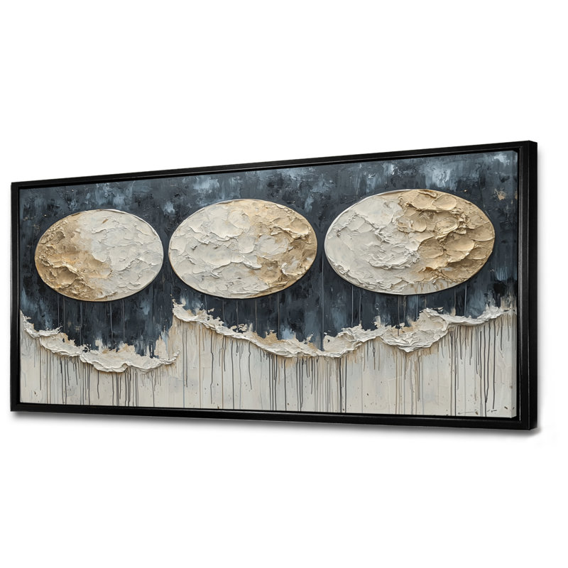Mattson Moon Eclipse Suprematism Collage I - Abstract Suprematism Wall Art, 28" H x 60" W, Floater Framed, Black