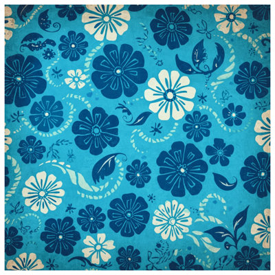Tapisserie murale à motif floral bleu - Décoration murale fleurs