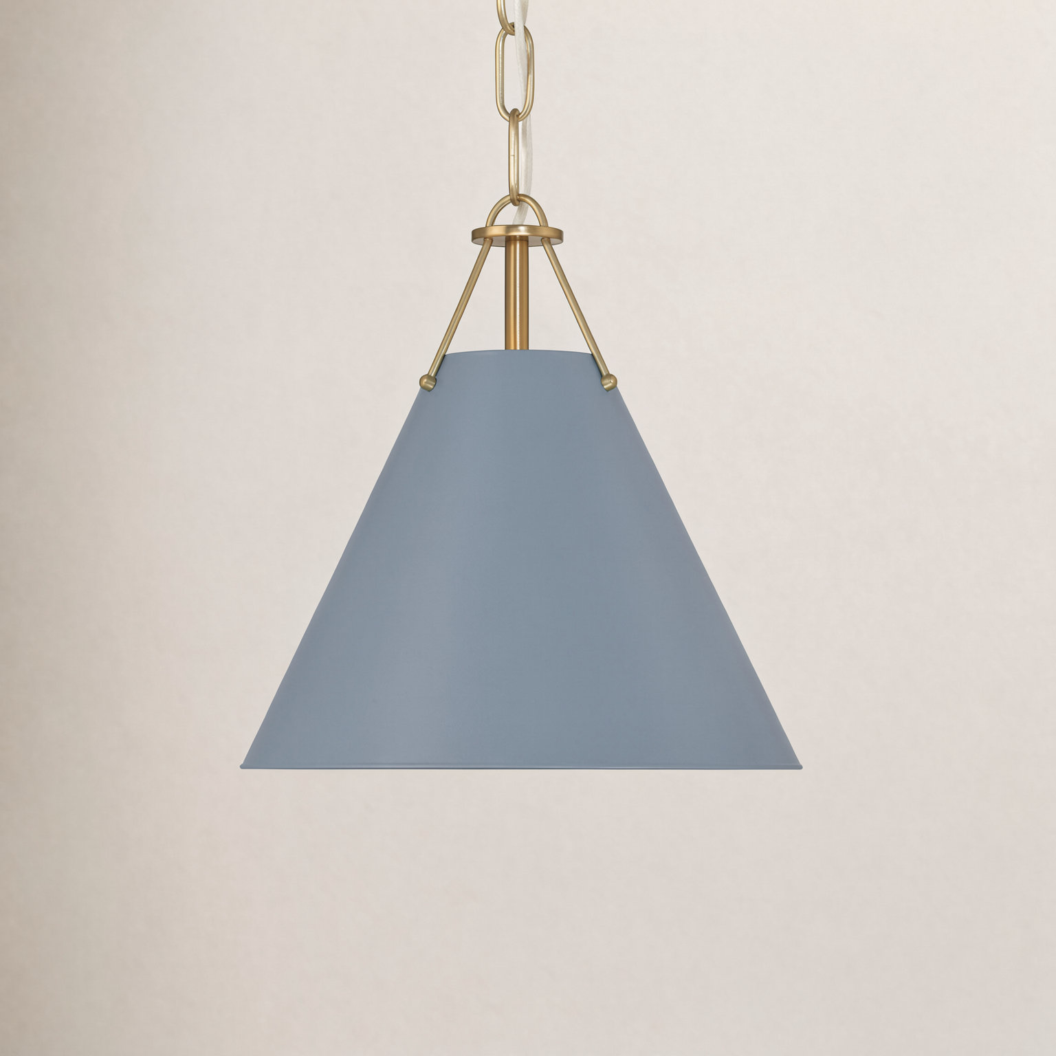 Kinston 1-Light Metal Cone Pendant, Blue, Gold