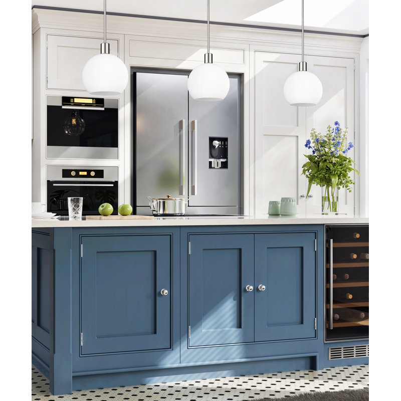 Luminaire suspendu 1 lumière Margo, Blanc, Nickel poli