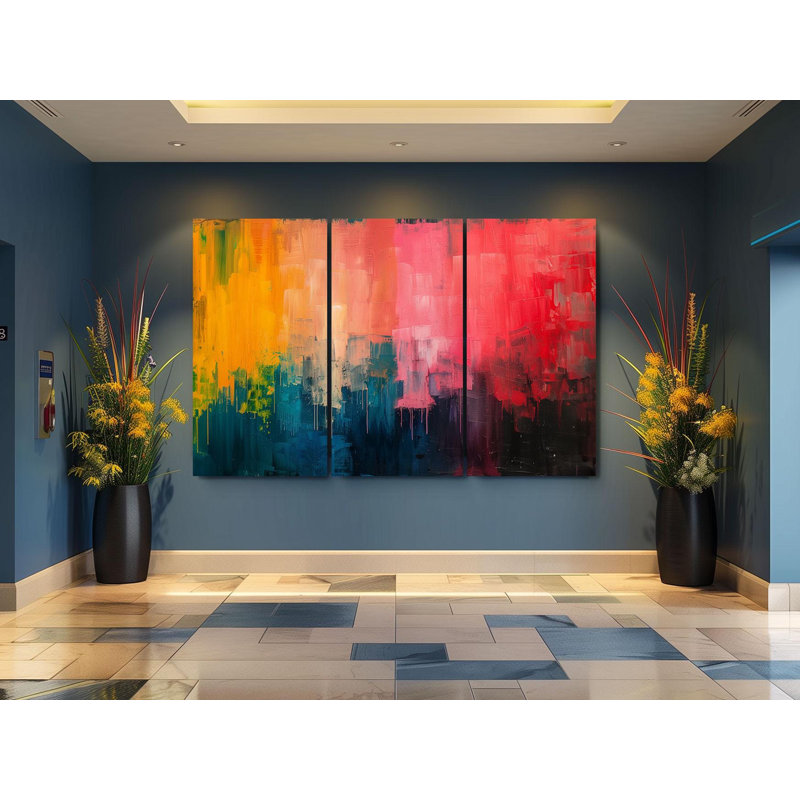 Reproduction d'art sur toile, "Triptych", H 36 po x l 72 po