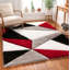 Tapis à poils longs à texture moderne et géométrique | Rouge-17850093