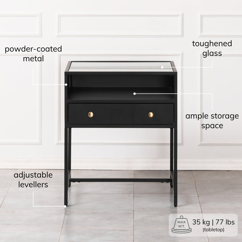 Cerasela 50.75cm W Metal Bedside Table