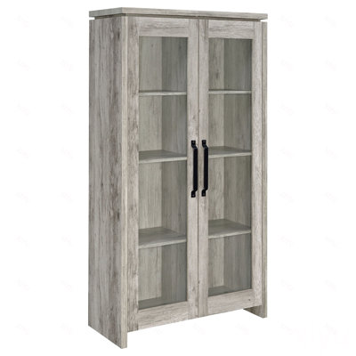 Armoire haute Myerson Grey Driftwood à 2 portes en bois d'ingénierie