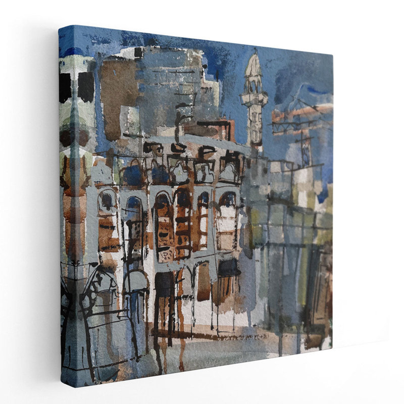 City Crane II - reproduction d'art sur toile, H 12 po x l 12 po