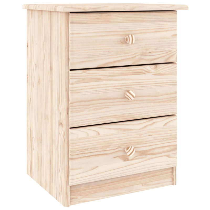 Veloute 13.8'' W Solid Wood Nightstand, Natural, 3 drawers