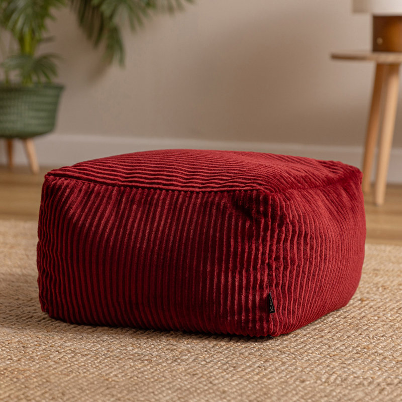 Amara Corduroy Square Footstool, Red