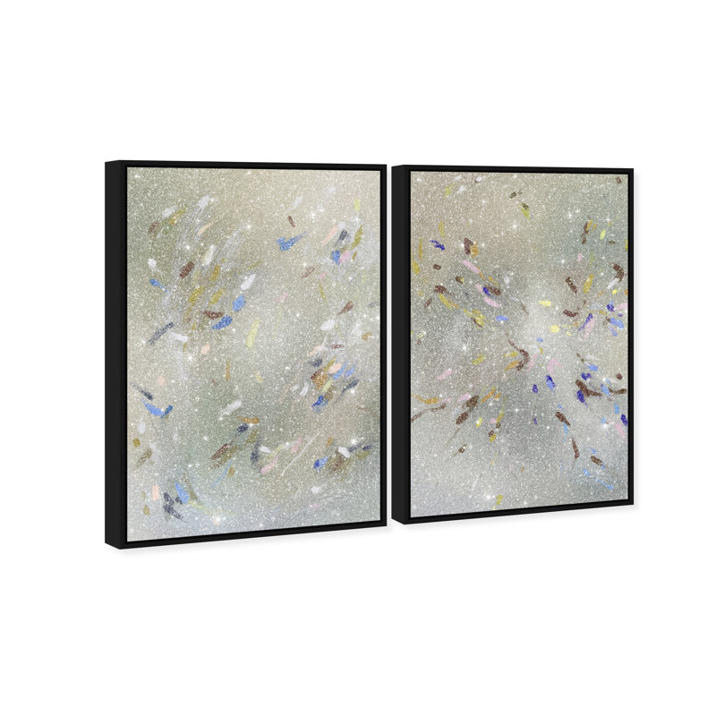 Spontaneous Traces Set Set by Oliver Gal, 50"H x 34"W, Black Floater Frame